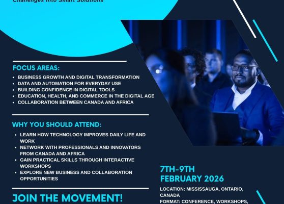 Official flyer for Global Tech Connect 2026, Mississauga, Canada, February 7–9, 2026, organized by Global Impact Consult.